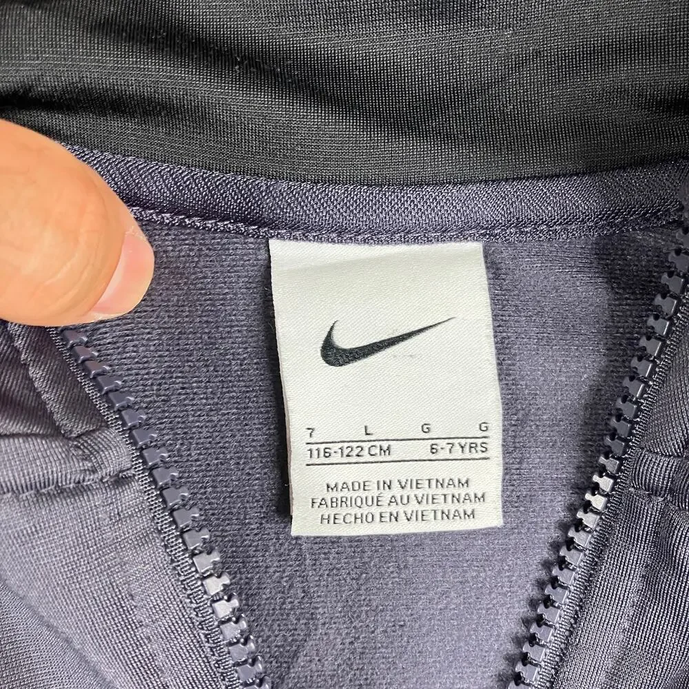 Nike Full Zip Jacket Boys Size 7 Gray Black Colorblock Athletic Track Activewear